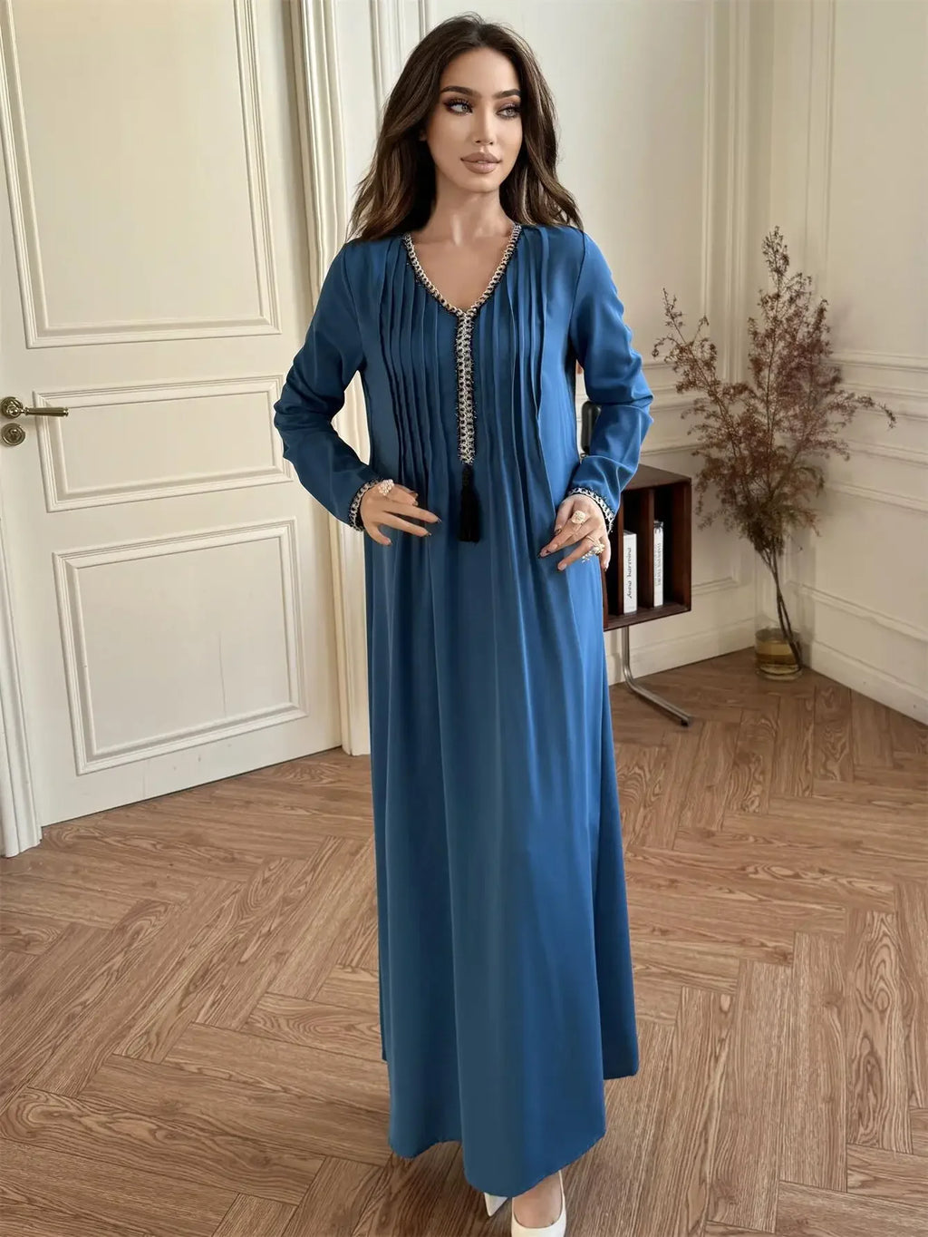 Full Sleeve Women's Casual Long Maxi Dress Elegant Evening Abaya Hijab Modest Party Inspired Dubai Turkey Kaftans Muslim Wedding