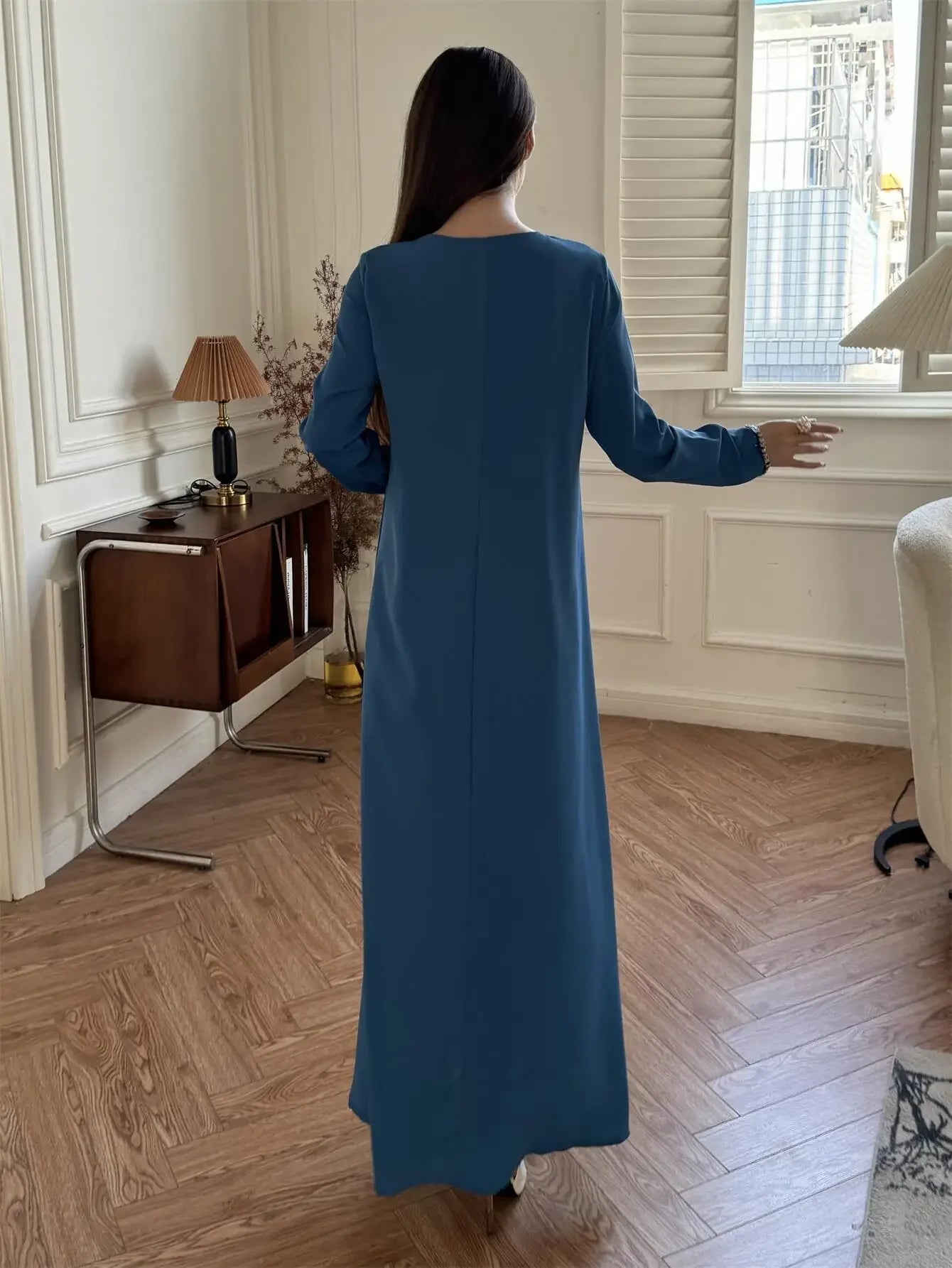 Full Sleeve Women's Casual Long Maxi Dress Elegant Evening Abaya Hijab Modest Party Inspired Dubai Turkey Kaftans Muslim Wedding