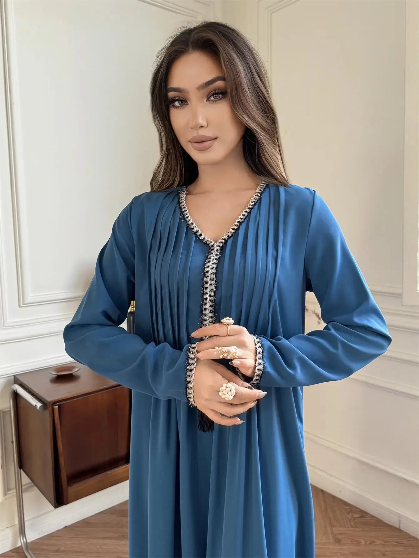 Full Sleeve Women's Casual Long Maxi Dress Elegant Evening Abaya Hijab Modest Party Inspired Dubai Turkey Kaftans Muslim Wedding