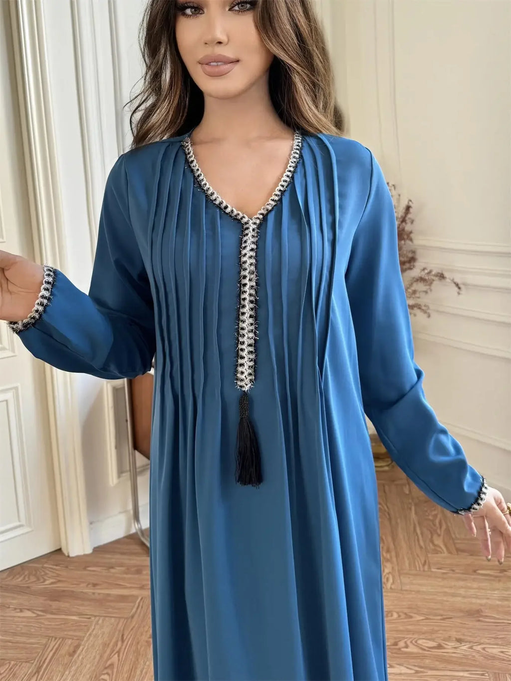 Full Sleeve Women's Casual Long Maxi Dress Elegant Evening Abaya Hijab Modest Party Inspired Dubai Turkey Kaftans Muslim Wedding