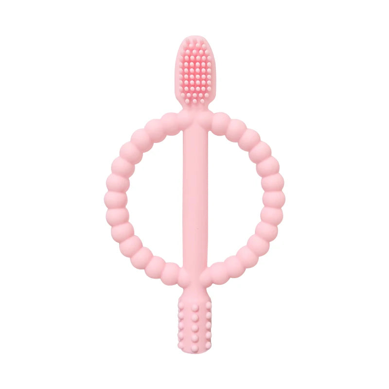 1pcs Baby teething toys with easy-grip handles, BPA Free Silicone Teether Ring, suitable for Teether Toys for Toddle