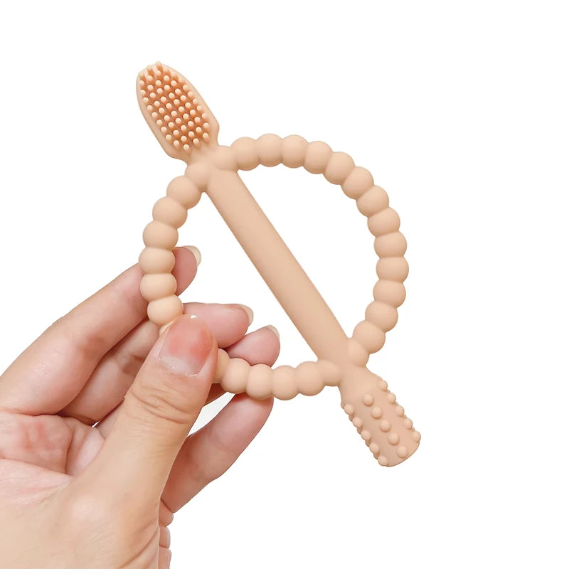 1pcs Baby teething toys with easy-grip handles, BPA Free Silicone Teether Ring, suitable for Teether Toys for Toddle