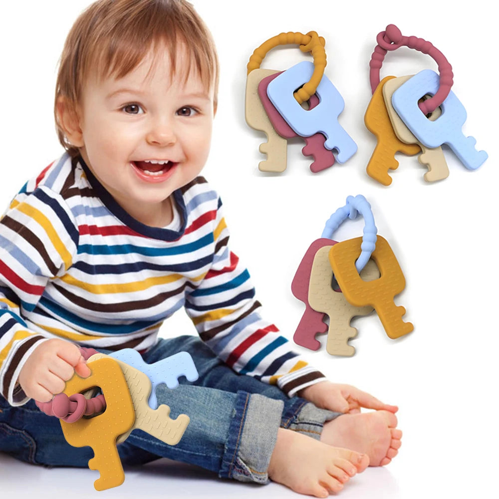Key Chain and Sensory Teether Bed Bell Silicone Montessori Ball Newborn Baby Toys Children Children's Gifts Growing Up Games