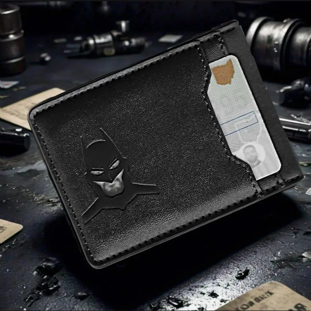 aBat ID Wallet Slim Leather Card Holder Case Wallet With Super Hero Mask Gift For Dad Son Boyfriend Husband Anniversary Birthday