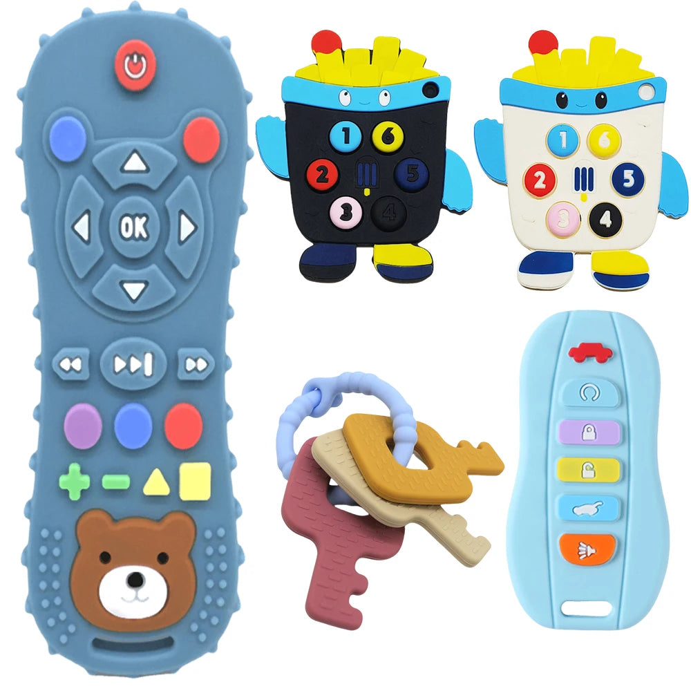 2025Children's Silicone Remote Control Handle Teether Baby Oral Sex Pacifier Remote Control Teether Anti-bite Anti-feeding Toys