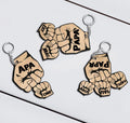 PolishedPlus Custom Fists Name Hand Keychains Personalized Family Names Fist Keyring Engraved Letter For Father's Day Dad Gifts