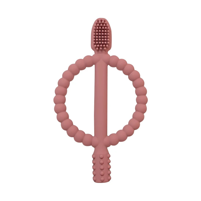 1pcs Baby teething toys with easy-grip handles, BPA Free Silicone Teether Ring, suitable for Teether Toys for Toddle