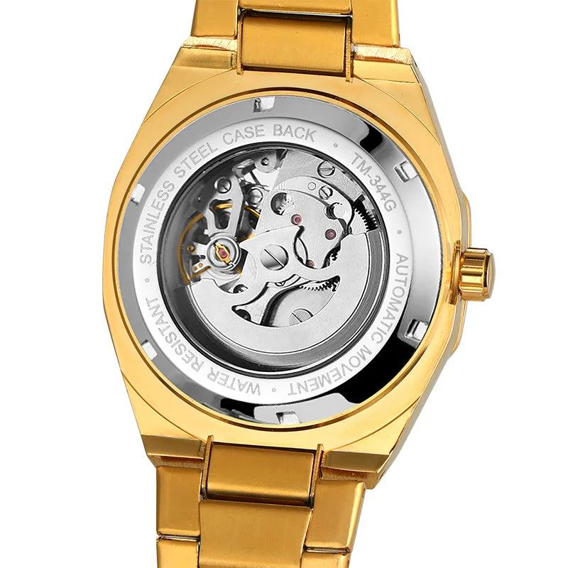 SKROX Official Original Octagonal Date Automatic Watches Top Luxury Man Gold Watch WATERRESISTANT Steel Mechanical Elegant Clock