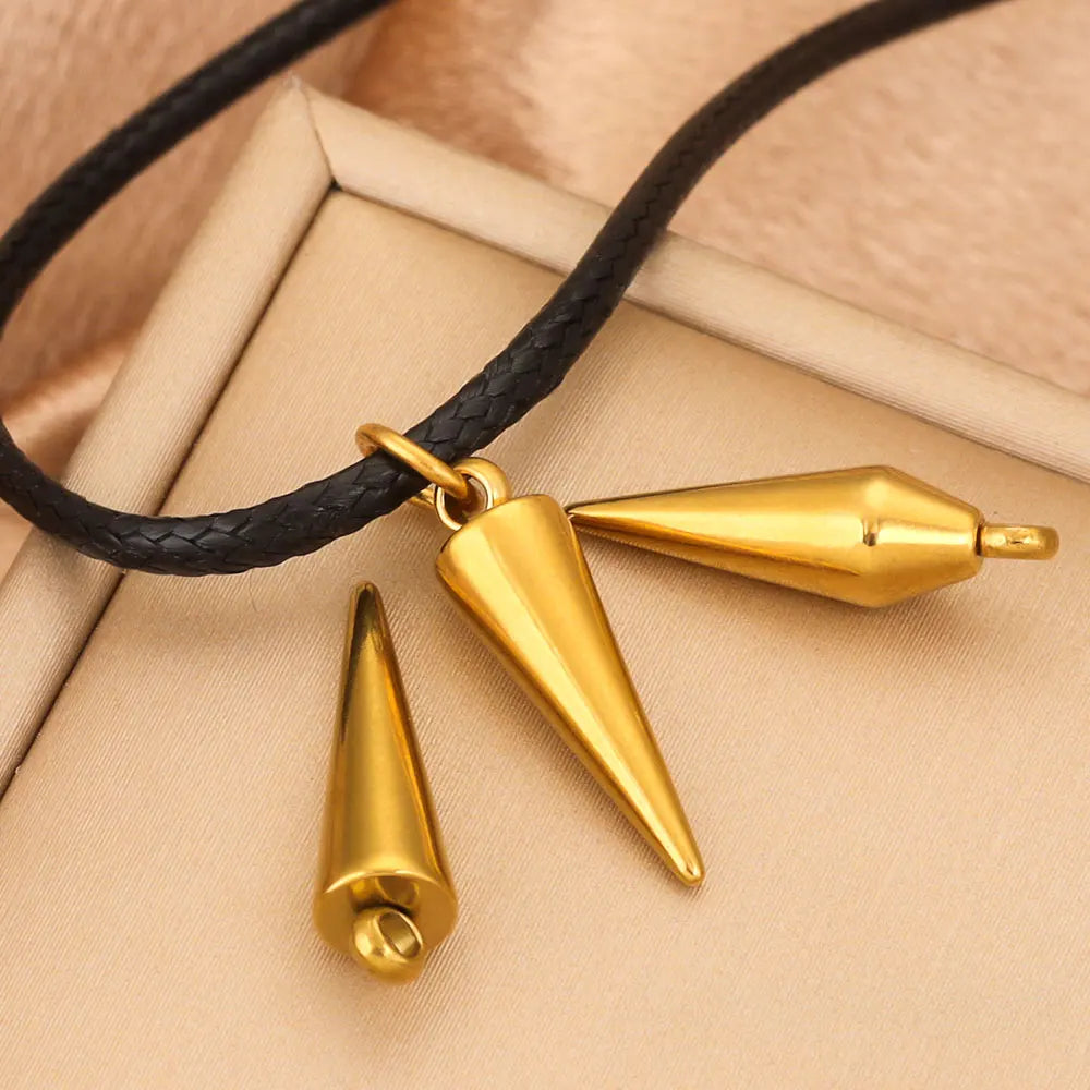 10PCS Stainless Steel Cone Charms Pendants Retro Bullet Spike Beads Charms for Women Man Hoop Earring Making Supplies