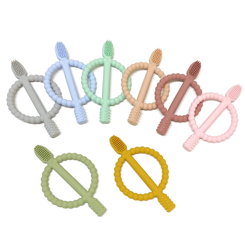 1pcs Baby teething toys with easy-grip handles, BPA Free Silicone Teether Ring, suitable for Teether Toys for Toddle