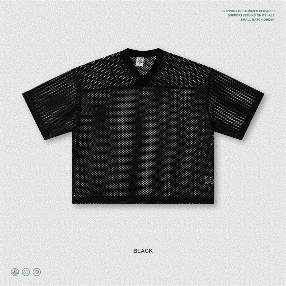 ZODF 2026 Spring Summer Breathable Man V Neck T-ShirtsUnisex High Street 240gsm Boxyfit Mesh Sport T Shirt Brand Design HY1180