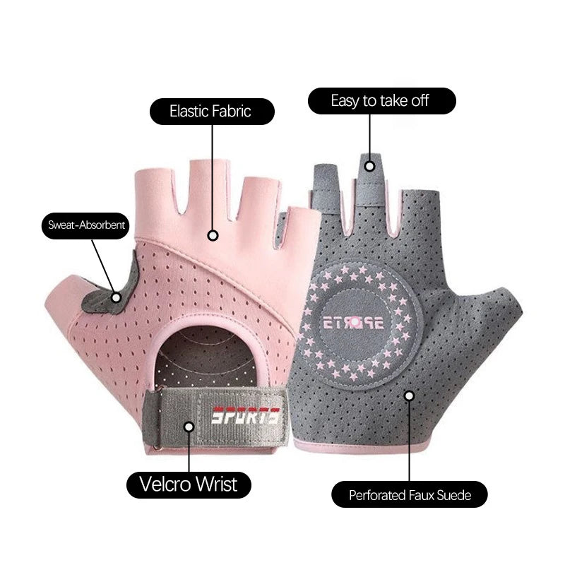 Fitness Yoga Gloves for Men Women Gym Hiking Summer Ice Silk Breathable Gloves Cycling Anti Slip Exercise Weightlifting Gloves