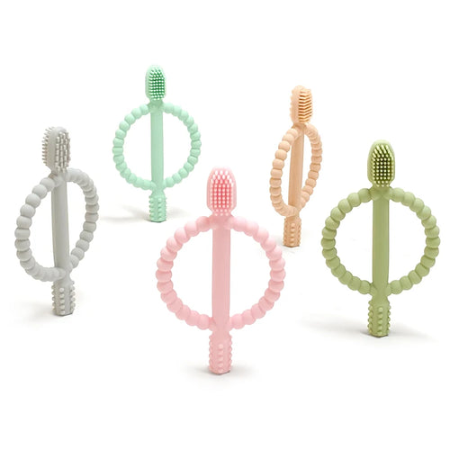 1pcs Baby teething toys with easy-grip handles, BPA Free Silicone Teether Ring, suitable for Teether Toys for Toddle
