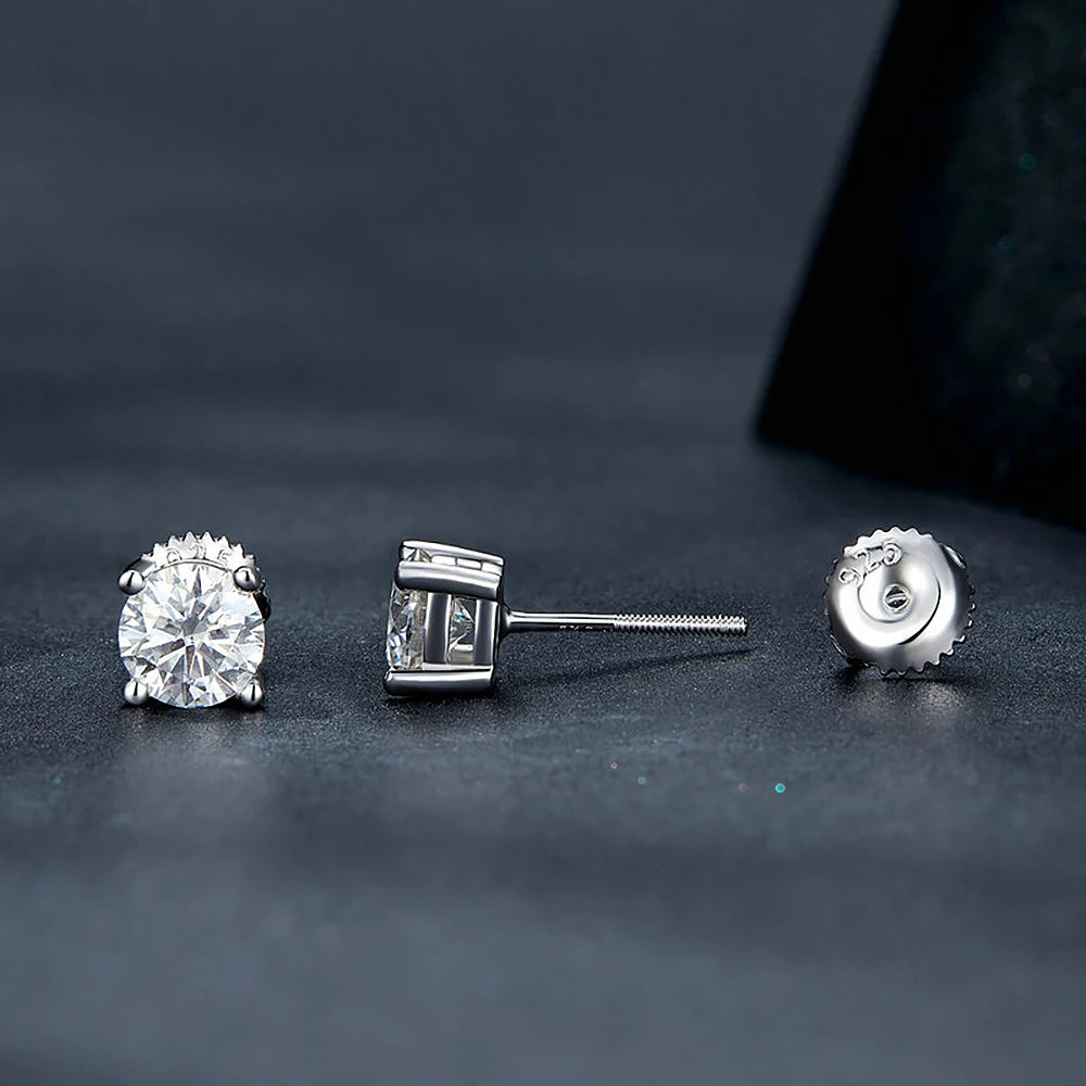 Green Moissanite Diamond Stud EarringCertified S925 Sterling Silver Plated 18k White Gold Screw Back Earrings for Women Man