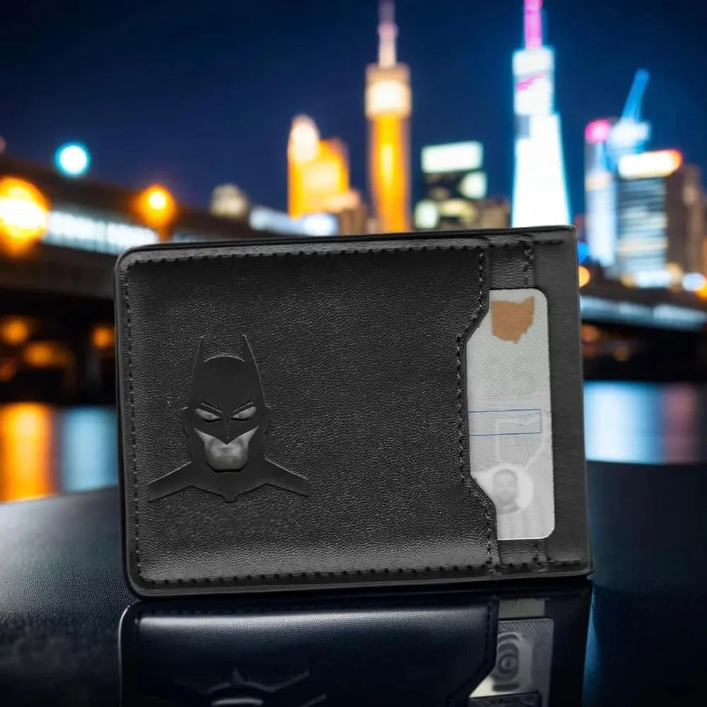 aBat ID Wallet Slim Leather Card Holder Case Wallet With Super Hero Mask Gift For Dad Son Boyfriend Husband Anniversary Birthday