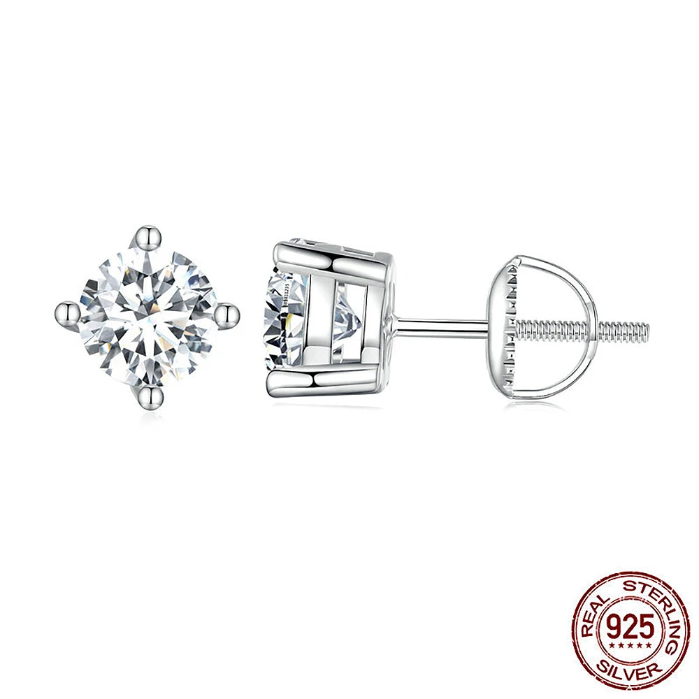 Green Moissanite Diamond Stud EarringCertified S925 Sterling Silver Plated 18k White Gold Screw Back Earrings for Women Man
