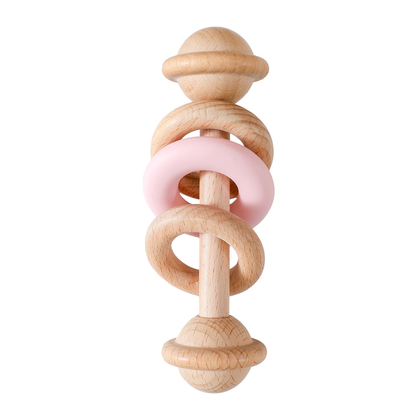 BPA-free Baby Toys Wooden Rattles Silicone Ring Rattles and Mobiles Babies 0–12 Months Sensory Toys Wooden Teether Baby Gifts