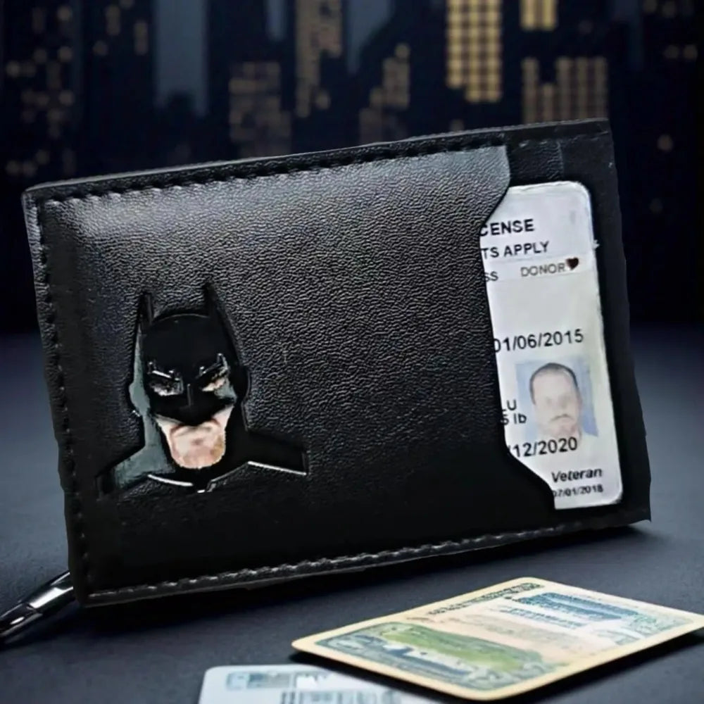 aBat ID Wallet Slim Leather Card Holder Case Wallet With Super Hero Mask Gift For Dad Son Boyfriend Husband Anniversary Birthday
