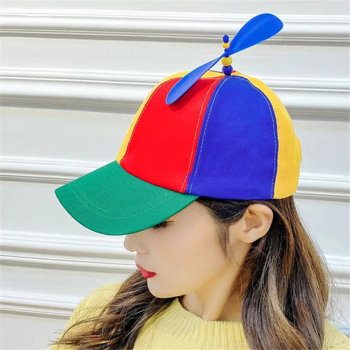1PC Rainbow Bamboo Dragonfly Baseball Cap Funny Helicopter Propeller Adventure Dad Hat Snapback Hat For Adult Kids Boys Girls