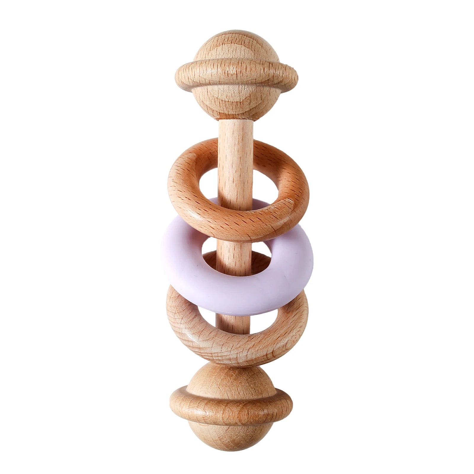 BPA-free Baby Toys Wooden Rattles Silicone Ring Rattles and Mobiles Babies 0–12 Months Sensory Toys Wooden Teether Baby Gifts