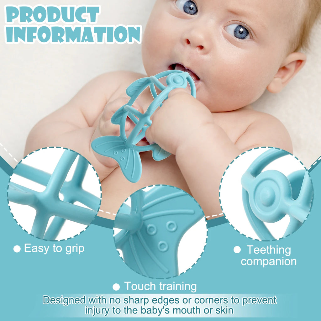 Color Kids 1PC Silicone Baby Teether Toy Food Grade Fish Chewing Toy Newborn Gift BPA Free Teething Ring For Toddler Baby Stuff