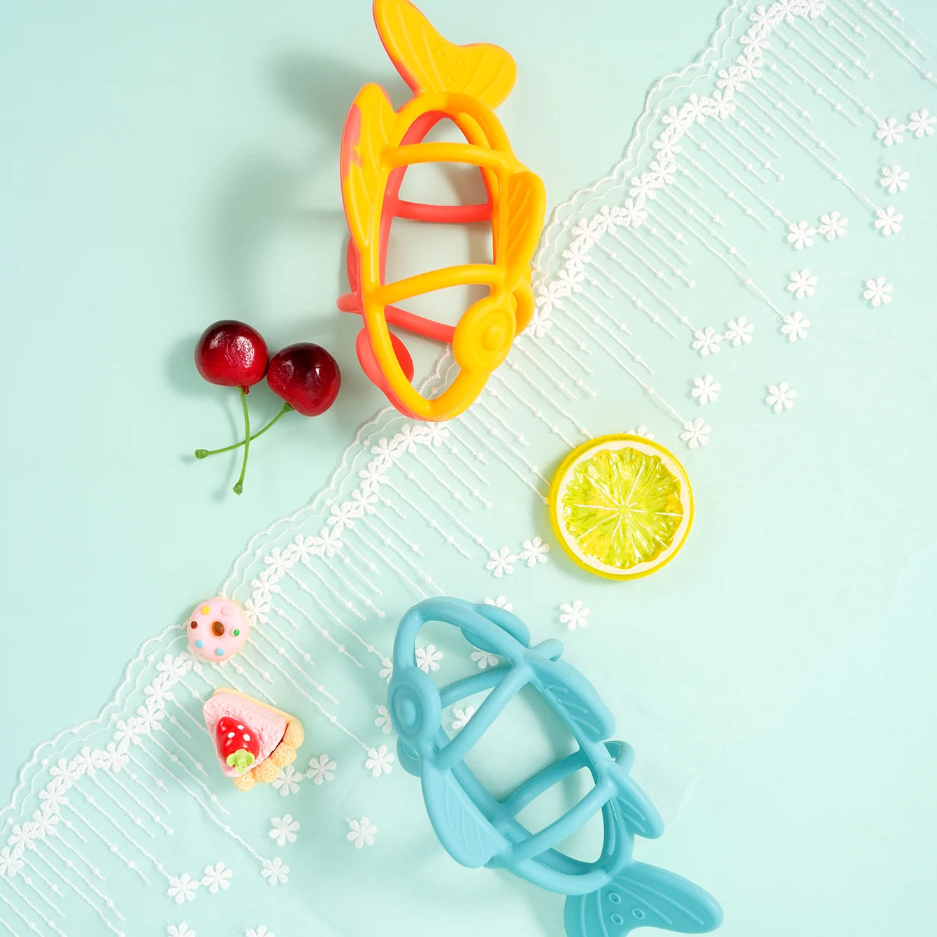 Color Kids 1PC Silicone Baby Teether Toy Food Grade Fish Chewing Toy Newborn Gift BPA Free Teething Ring For Toddler Baby Stuff