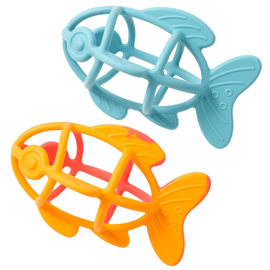 Color Kids 1PC Silicone Baby Teether Toy Food Grade Fish Chewing Toy Newborn Gift BPA Free Teething Ring For Toddler Baby Stuff